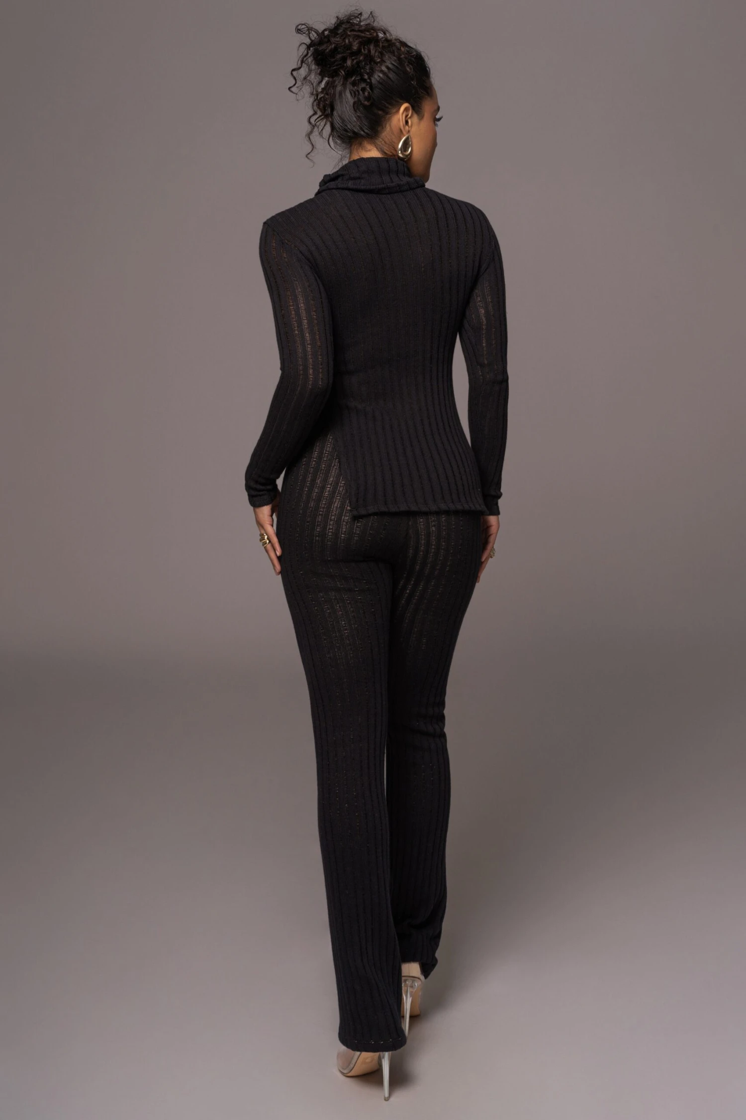 Black One Call Away Ribbed Turtleneck Top - Image 8