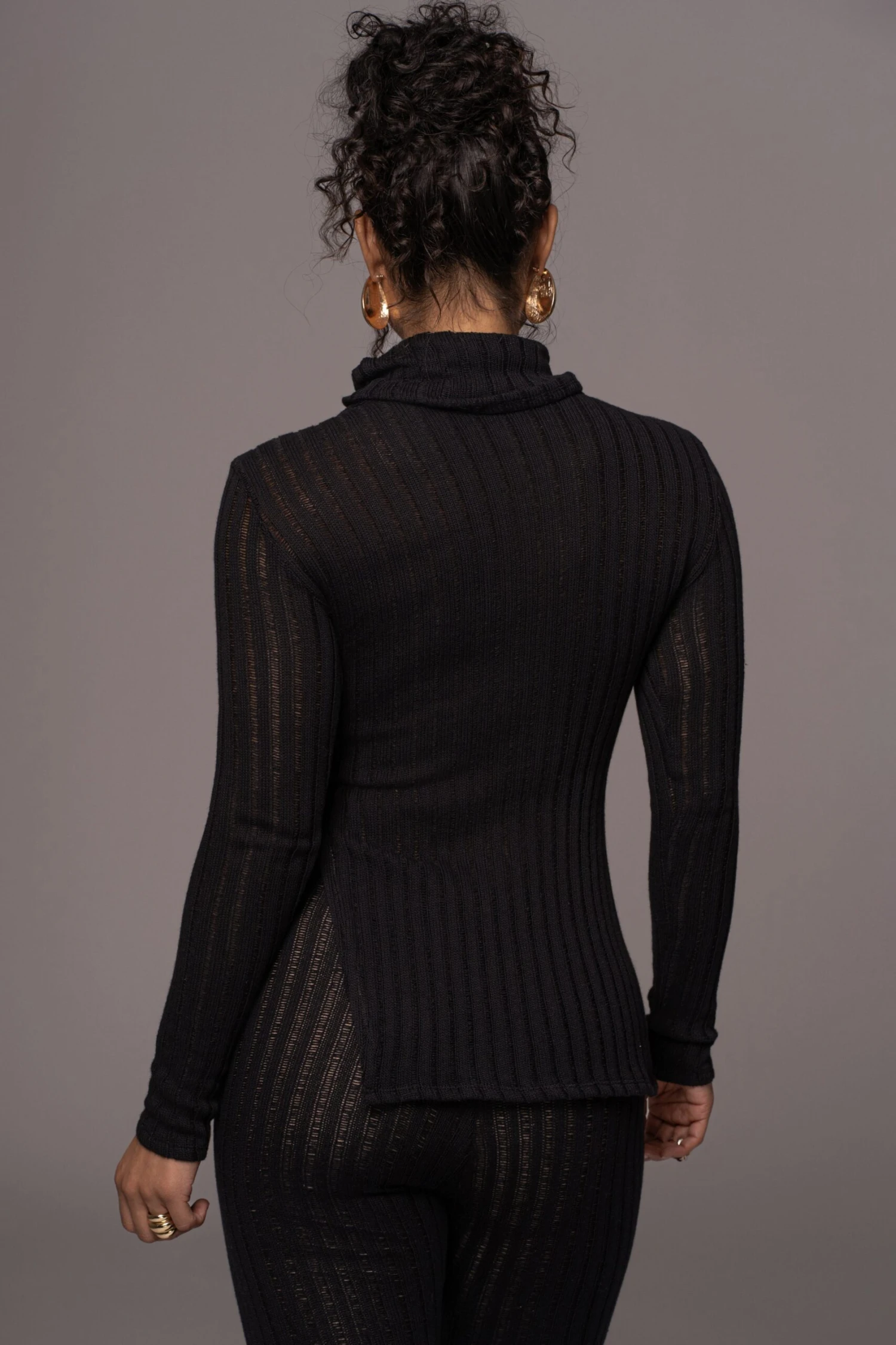 Black One Call Away Ribbed Turtleneck Top - Image 9