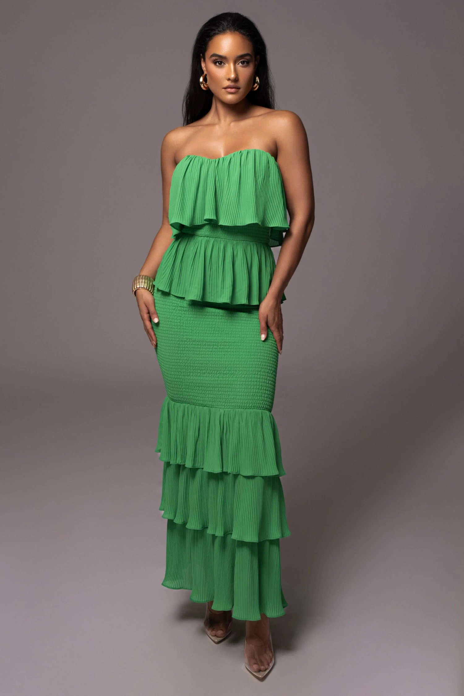 Green Casa Blanca Ruffle Dress - Image 3