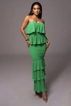 Green Casa Blanca Ruffle Dress