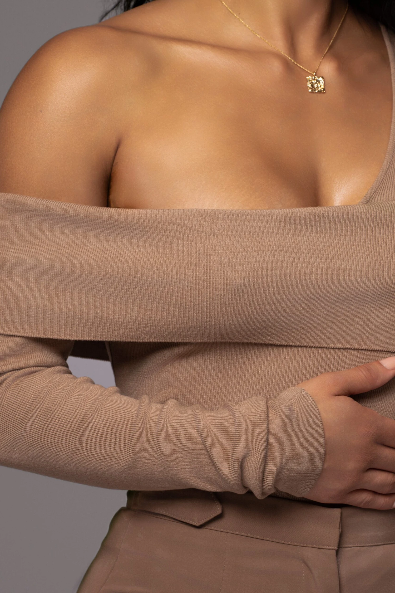 Beige Eve Off The Shoulder Top - Image 7