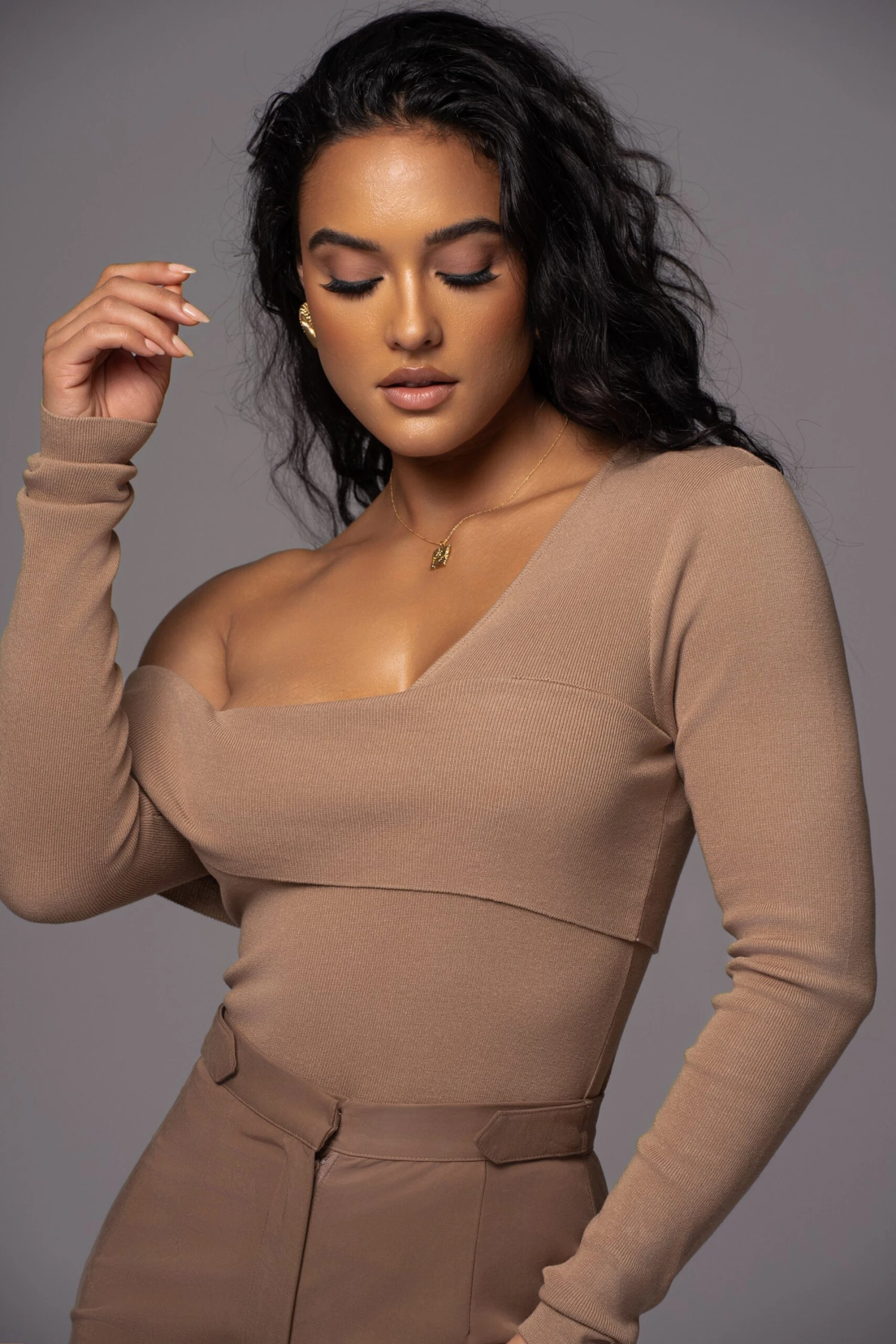 Beige Eve Off The Shoulder Top - Image 4
