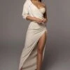 Natural Evita Linen Draped Dress