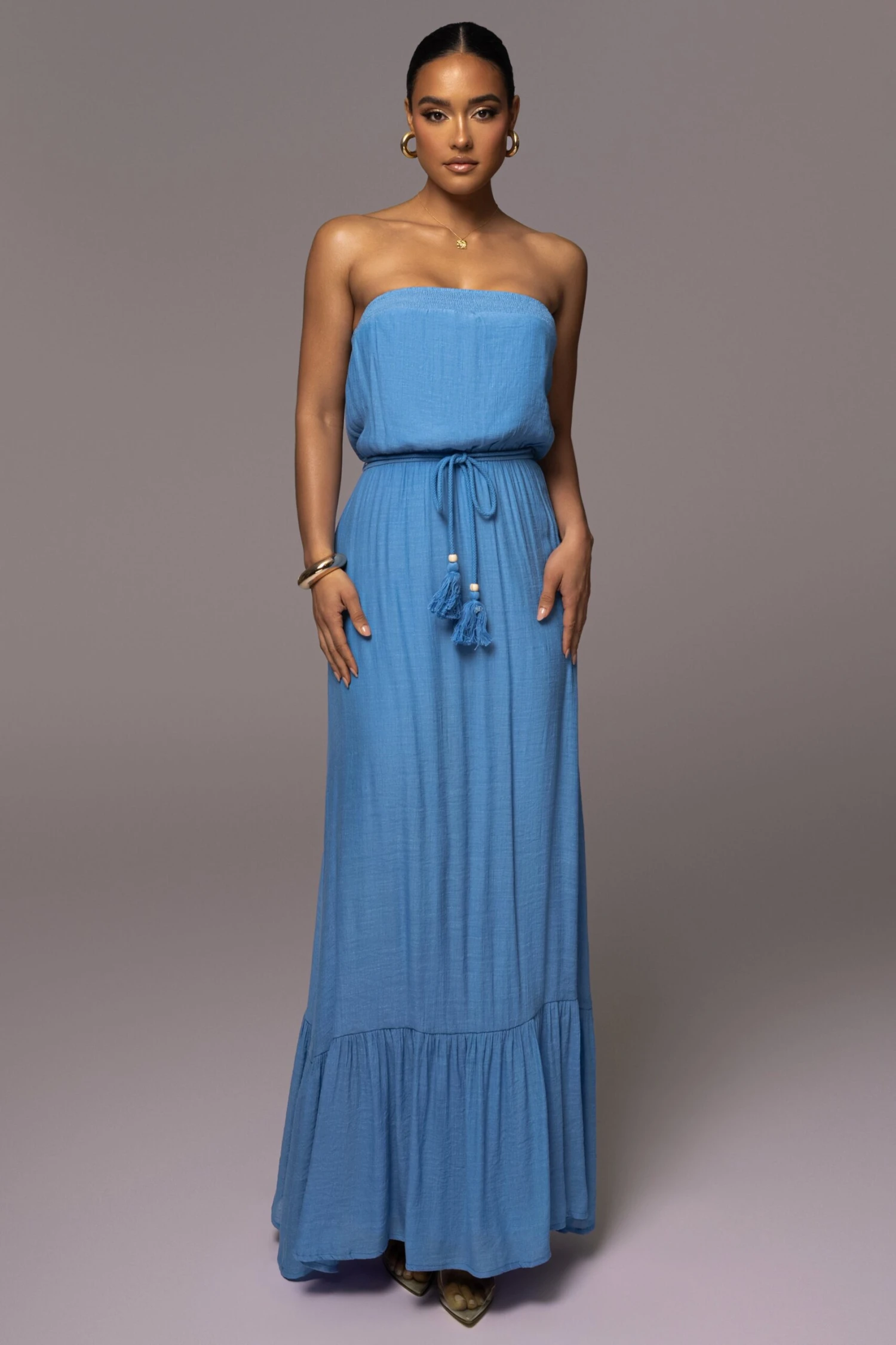 Blue Del Sol Linen Maxi Dress - Image 3