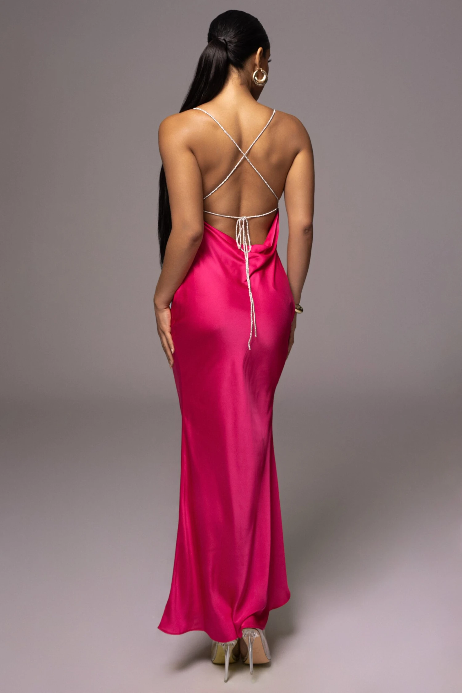 Pink Come Find Me Satin Maxi Dress - Image 6