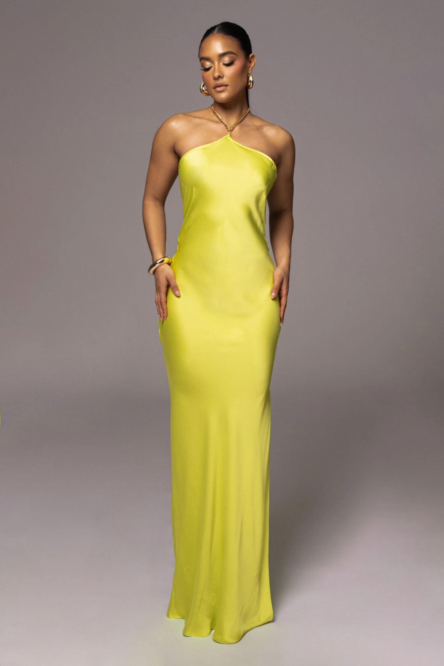 Neon Lime Novara Halter Maxi Dress