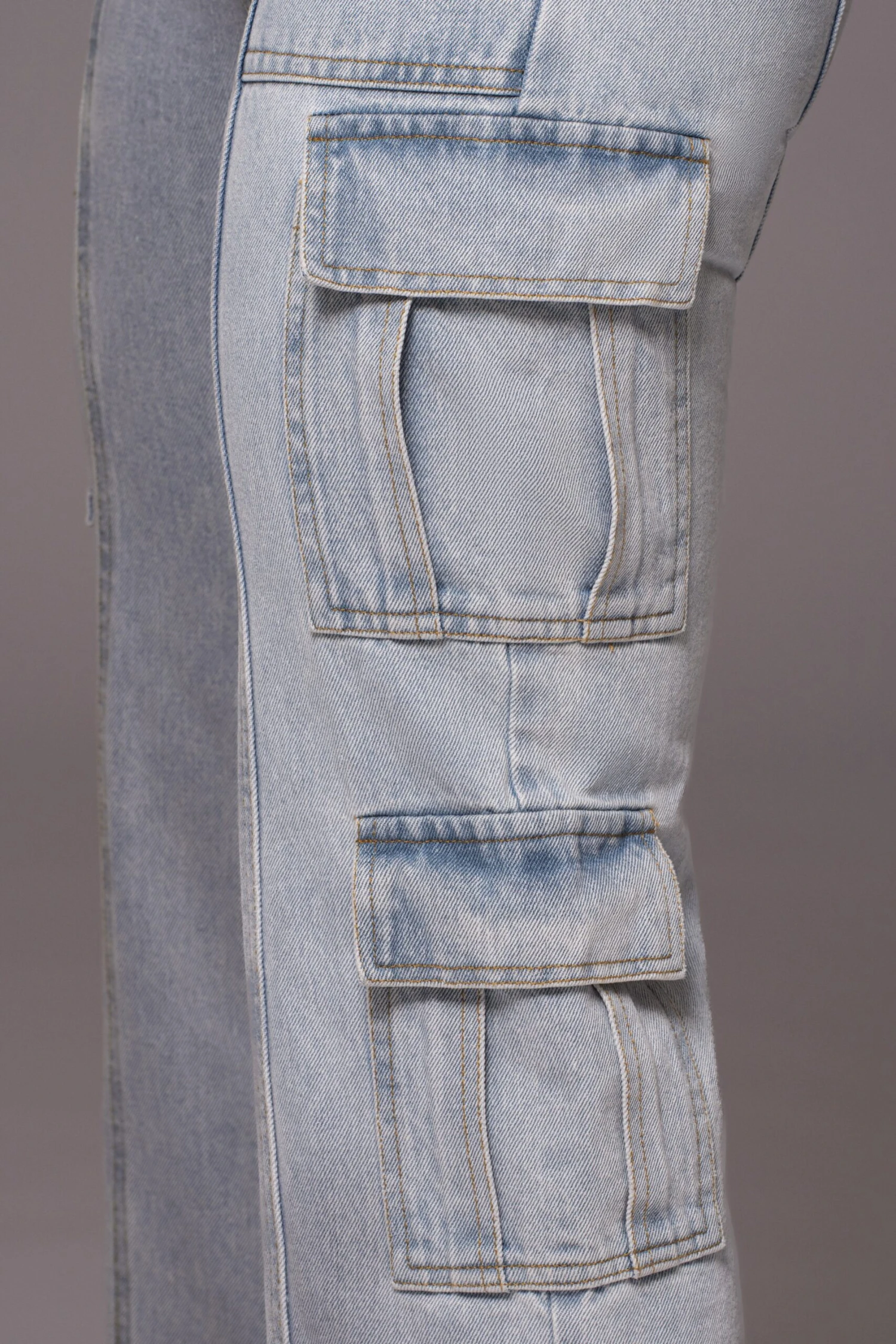Light Wash Denim Undercover Cargo Jeans - Image 5
