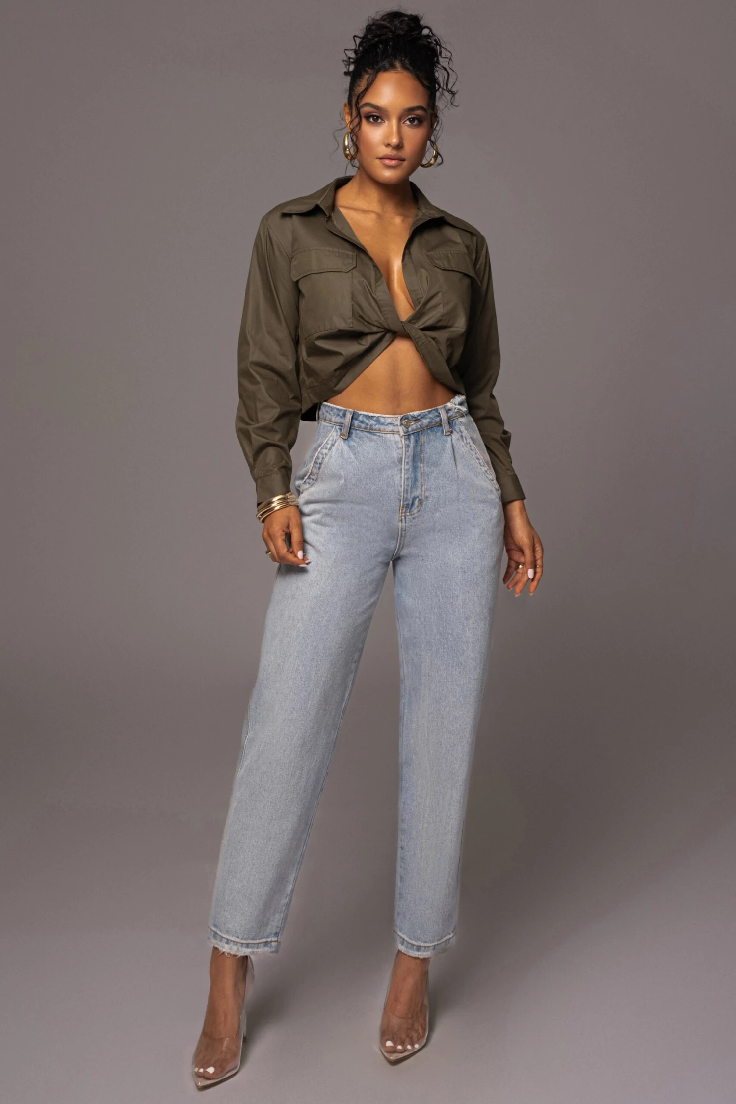 Olive Castella Twist Front Top