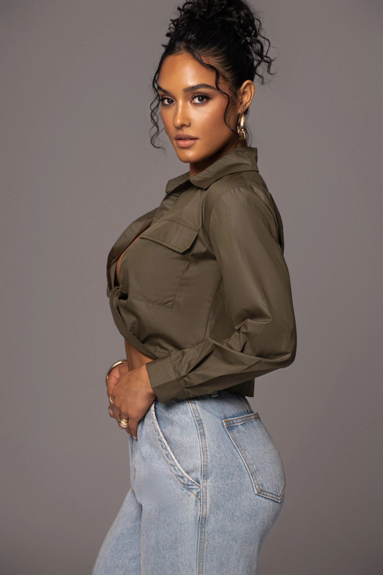 Olive Castella Twist Front Top - Image 6