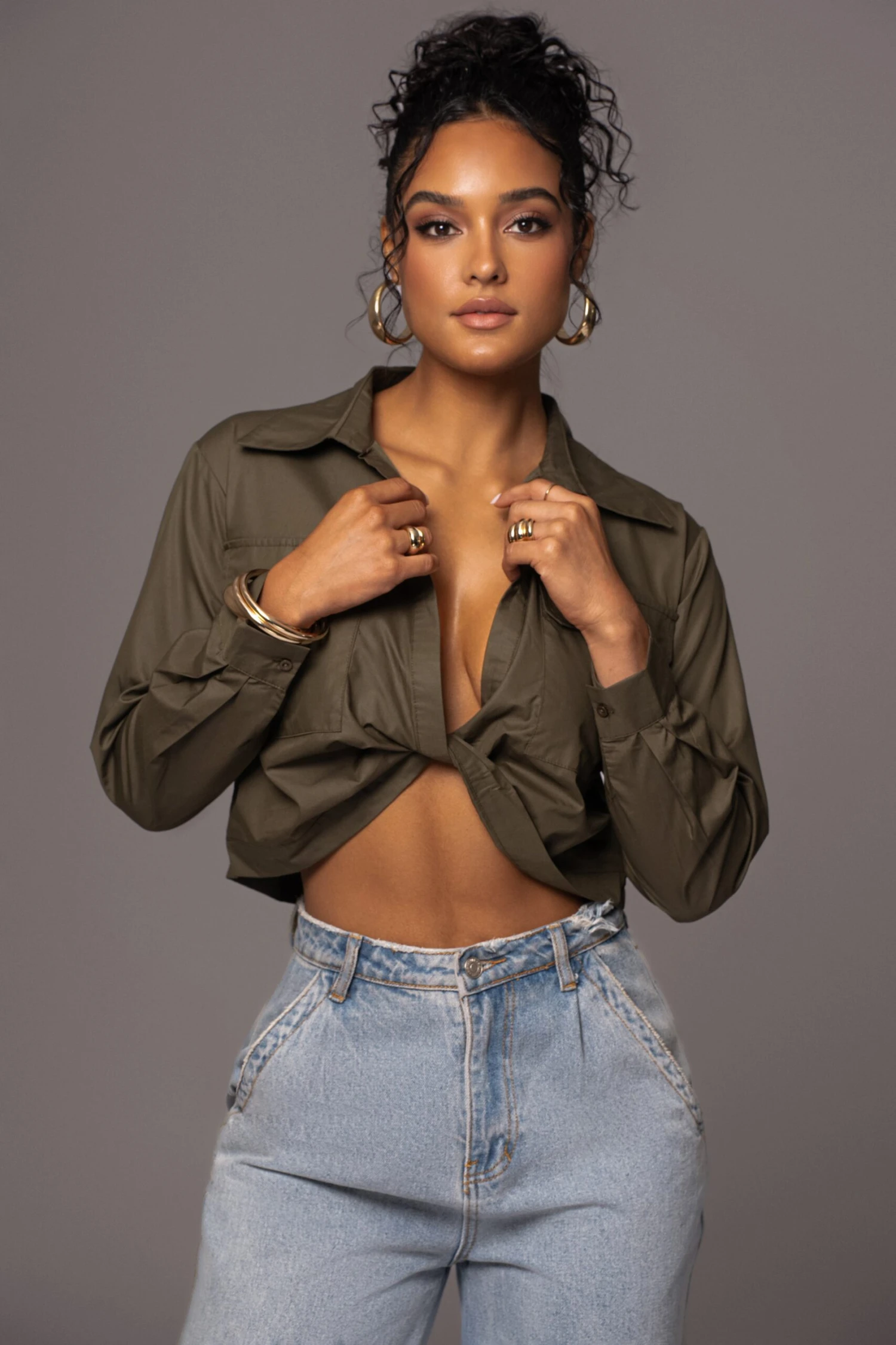 Olive Castella Twist Front Top - Image 2