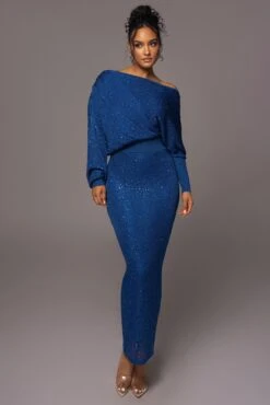 Blue Night Sky Sequin Skirt Set