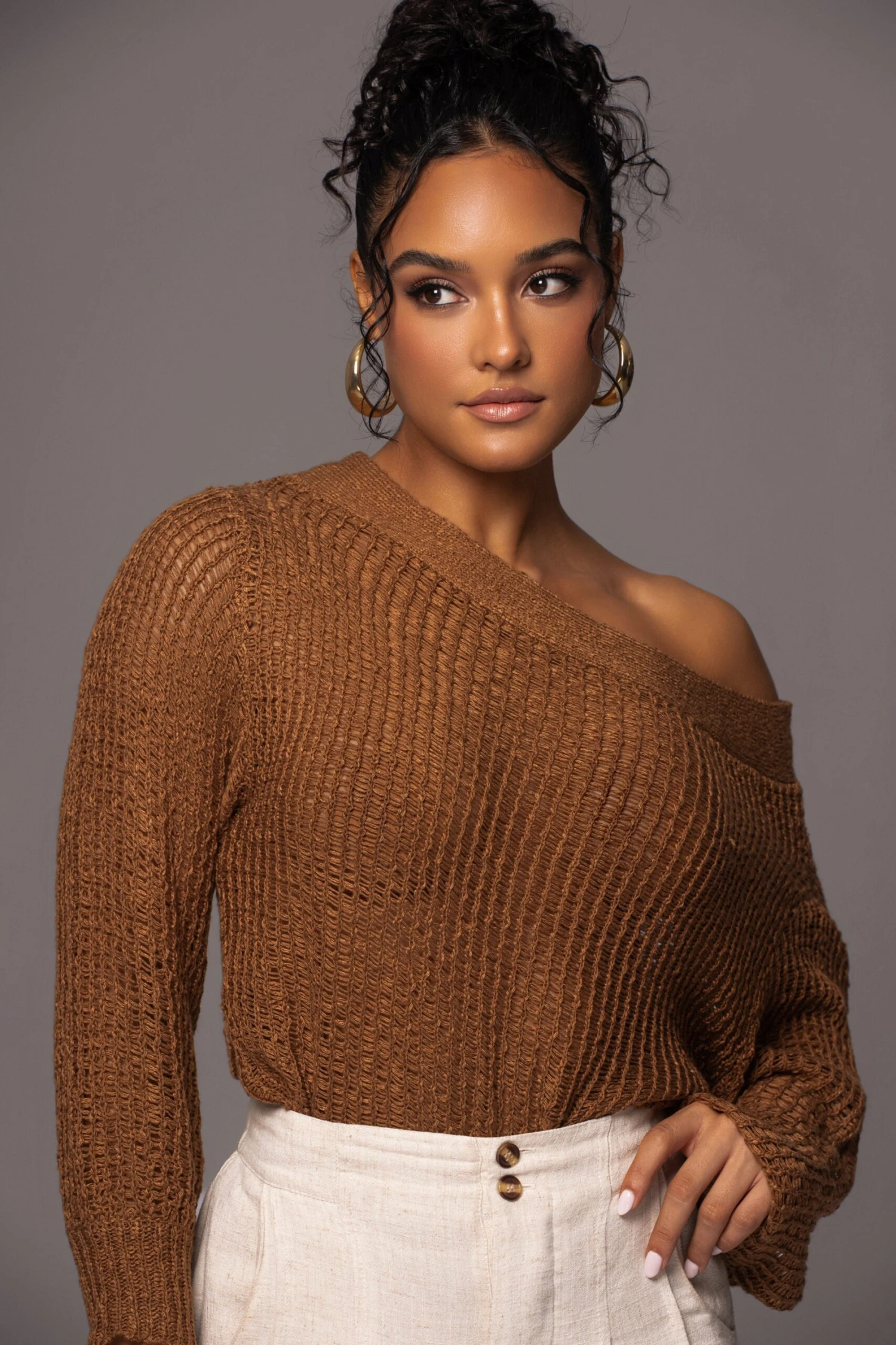 Pecan No Turning Back Off-Shoulder Top - Image 4