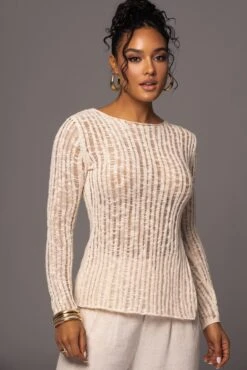 Light Beige Hideaway Crochet Knit Top