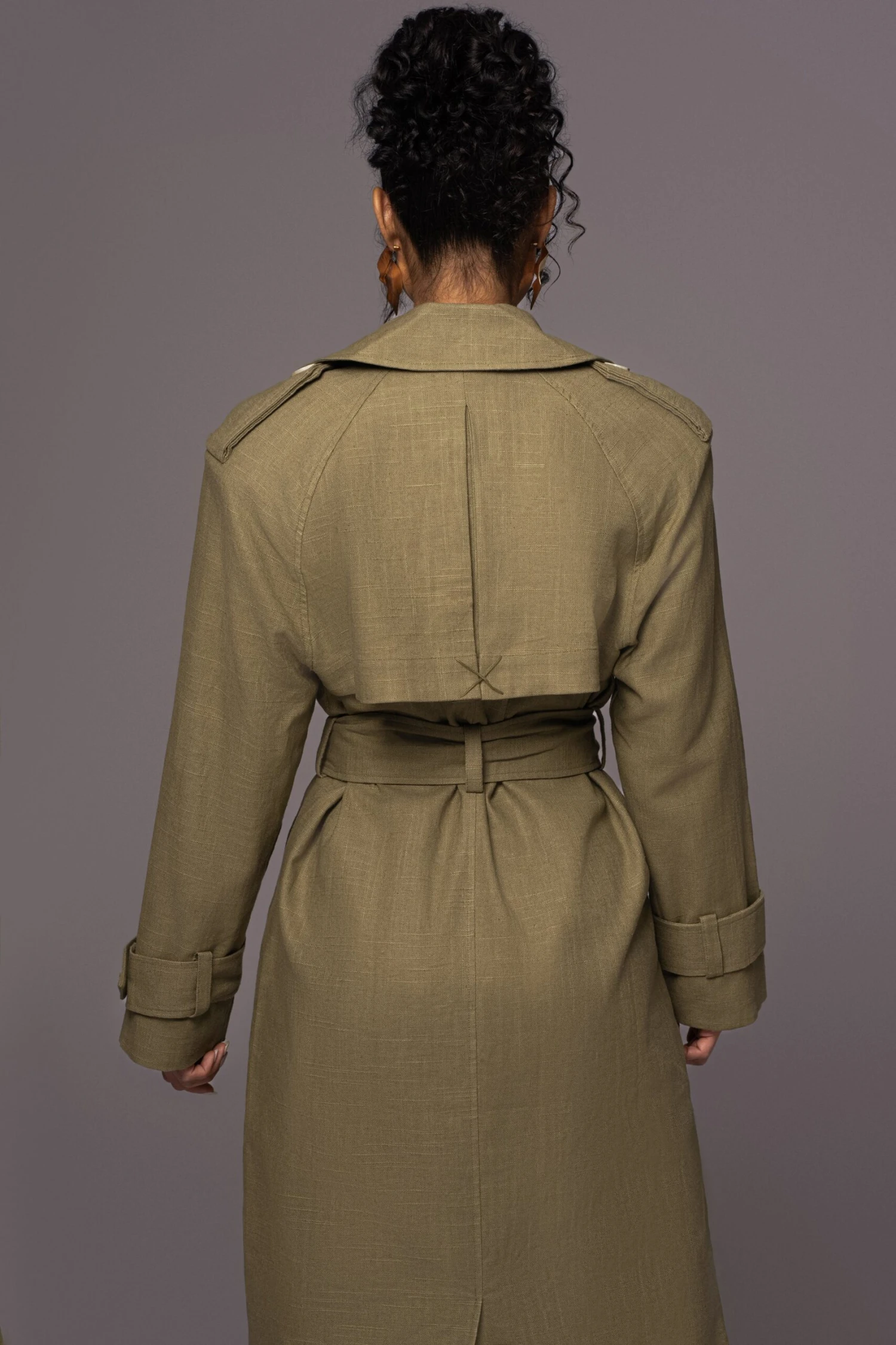 Olive One Step Closer Linen Coat - Image 12