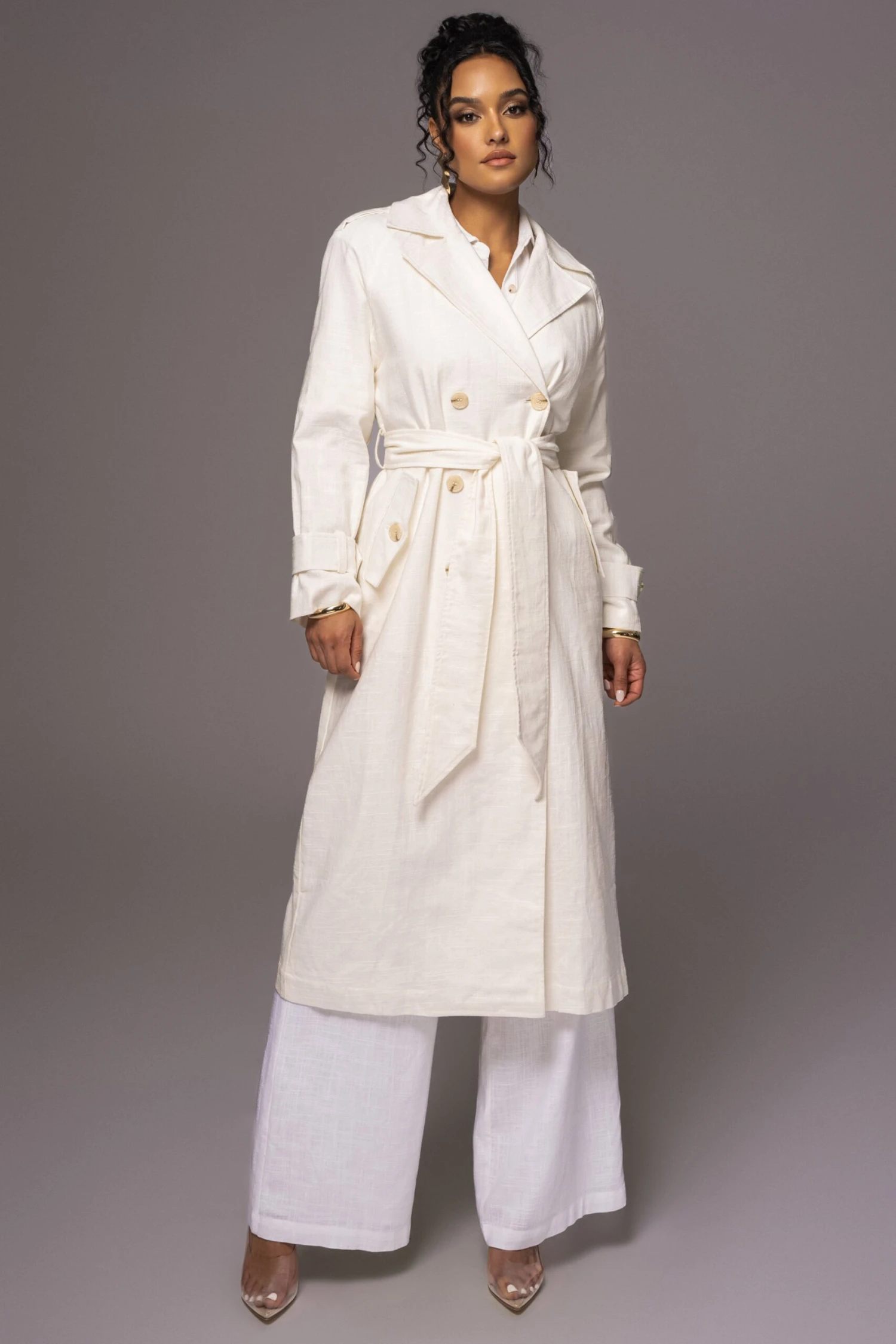 Off White One Step Closer Linen Coat - Image 4