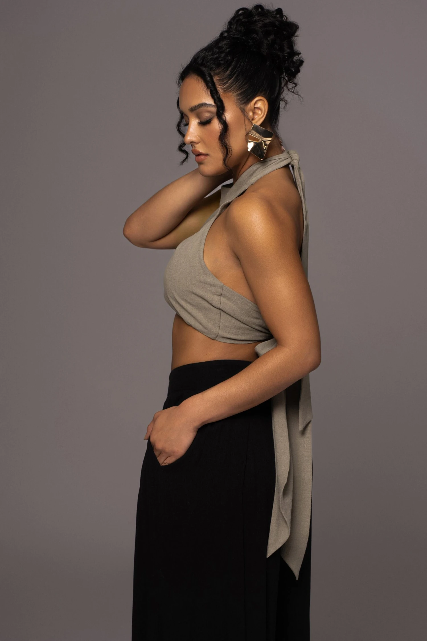 Light Olive No Promises Halter Top - Image 9