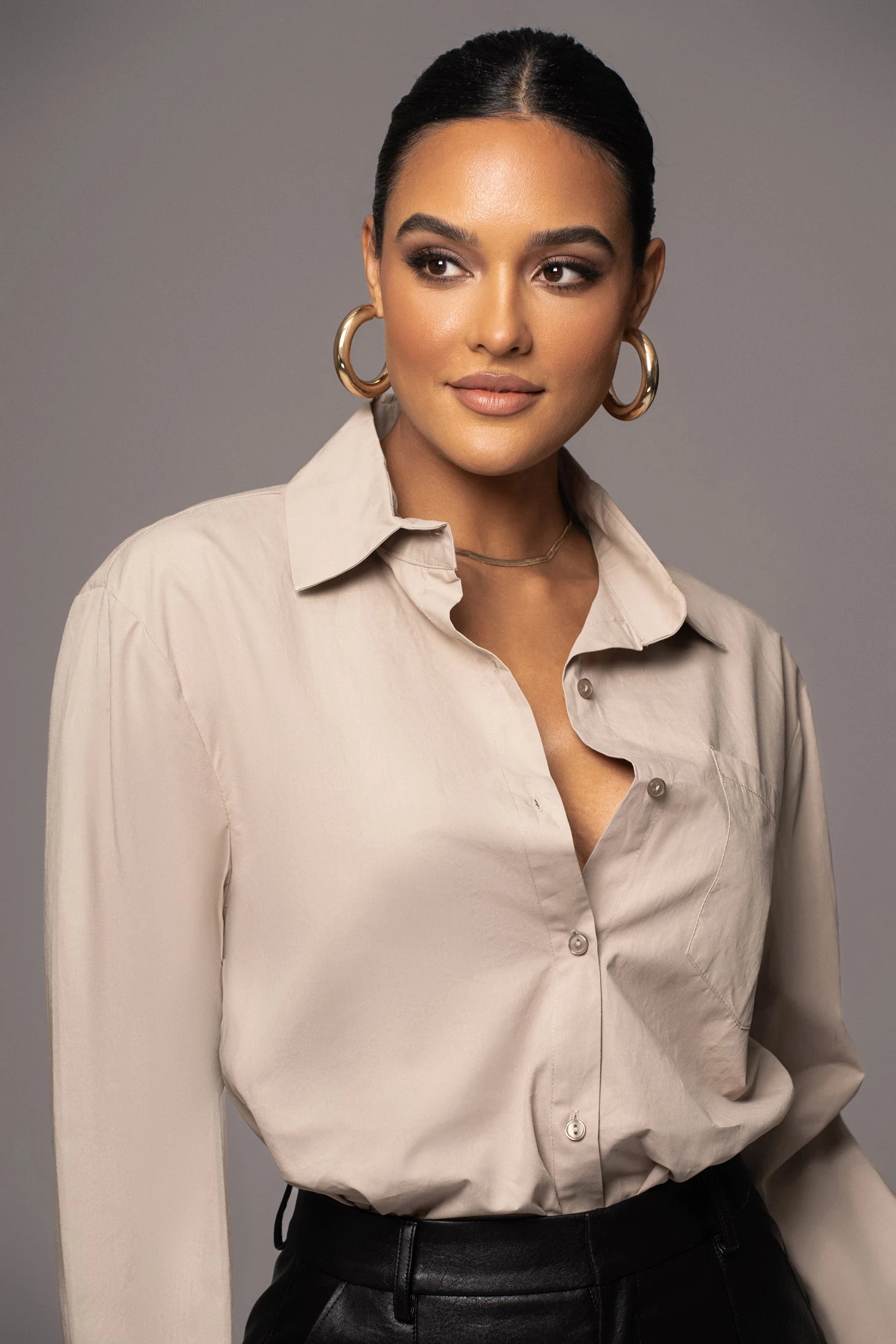 Khaki Classic Button Up Shirt - Image 2