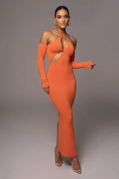 Orange Soledad Cross Maxi Dress