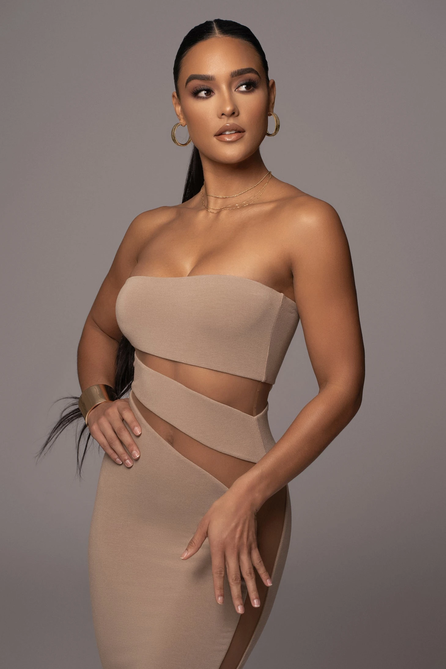 Beige Unpredictable Midi Dress - Image 5