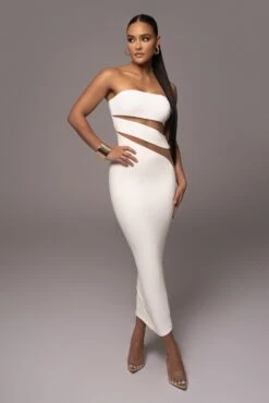 White Unpredictable Midi Dress