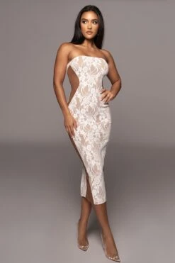 White/Tan Easy To Love Dress