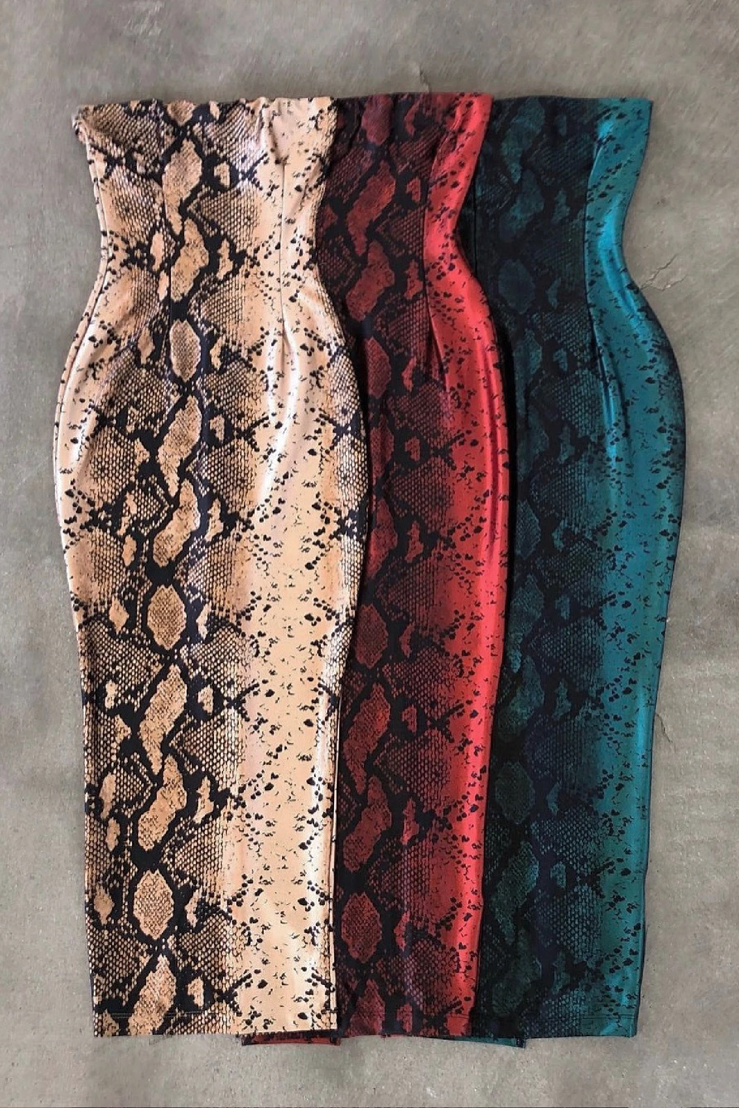 Red Bianca Snakeskin Slit Dress - Image 4