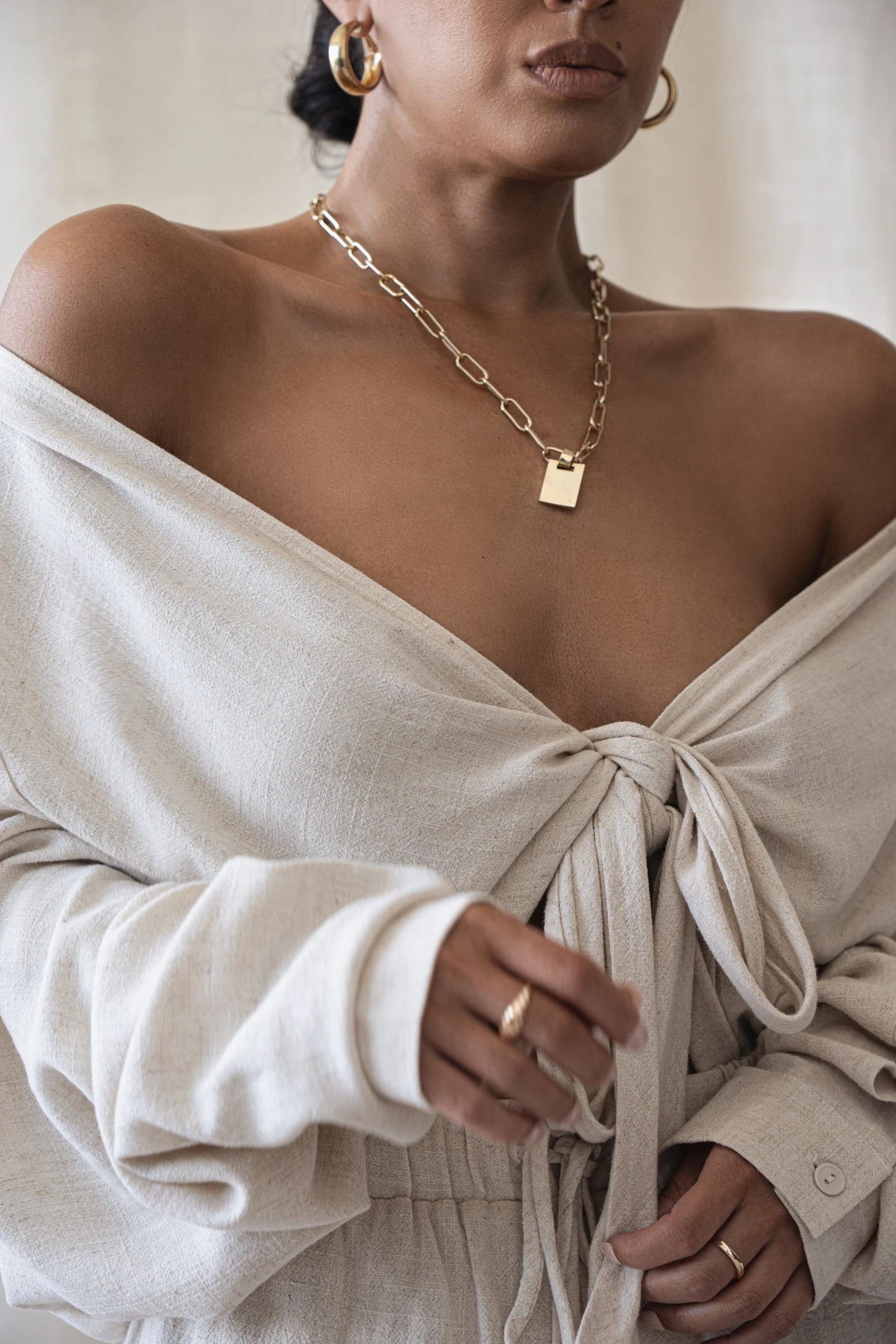 Stone Soho Front Tied Woven Top - Image 3