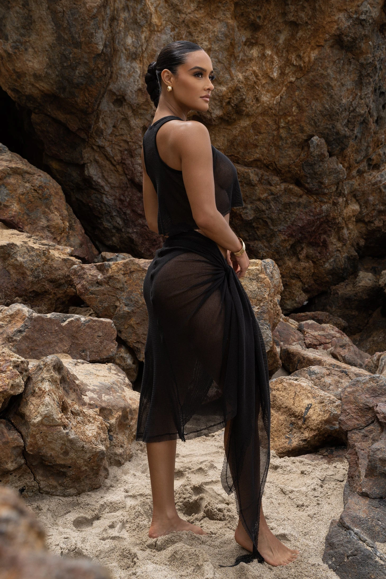 Black Fishnet Crop Tank - Image 16