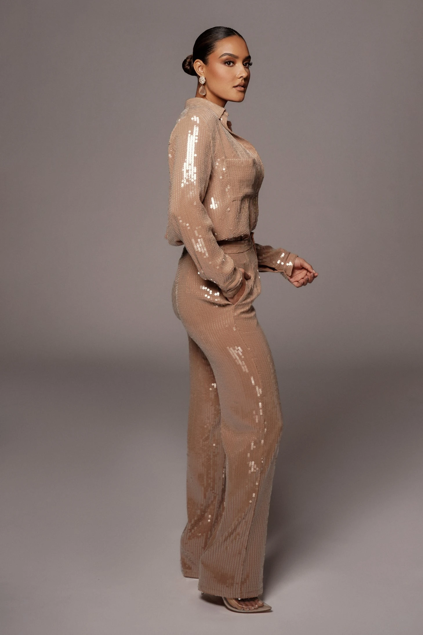 Tan Elowen Sequin Trousers - Image 10