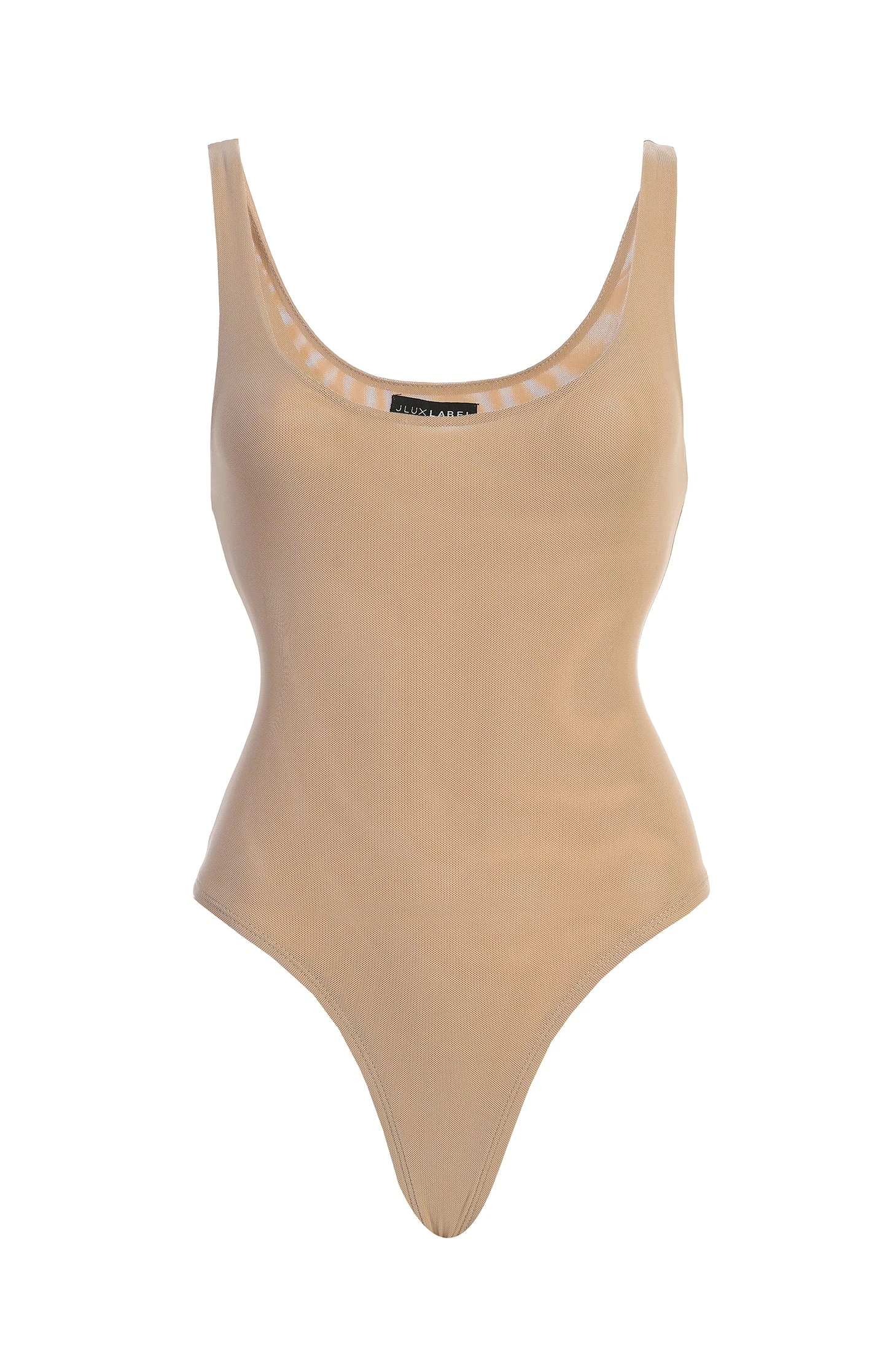 Beige Mesh Essentials Tank Bodysuit Undergarment - Image 2