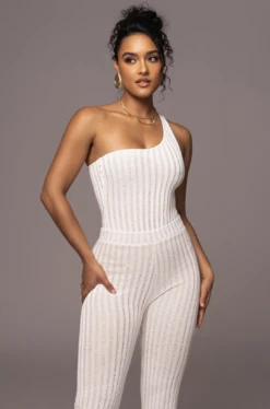 White Malibu Nights One Shoulder Bodysuit